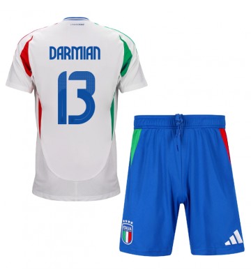 Italien Matteo Darmian #13 Bortaställ Barn EM 2024 Kortärmad (+ Korta byxor)
